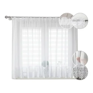 FIRANA GOTOWA 180X300 Z GIPIURĄ 20CM DEKORACYJNA KORONKA BIAŁA SALON POKÓJ — zdjęcie 1