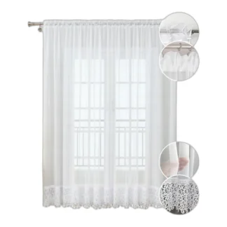 FIRANA GOTOWA 400x230 Z GIPIURĄ 20CM DEKORACYJNA KORONKA BIAŁA SALON POKÓJ — zdjęcie 1