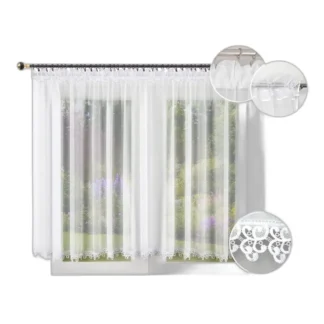 FIRANA GOTOWA Z GIPIURĄ 400x160 FIRANKA PROSTA FIRANY Z KORONKĄ DO DOMU — zdjęcie 1